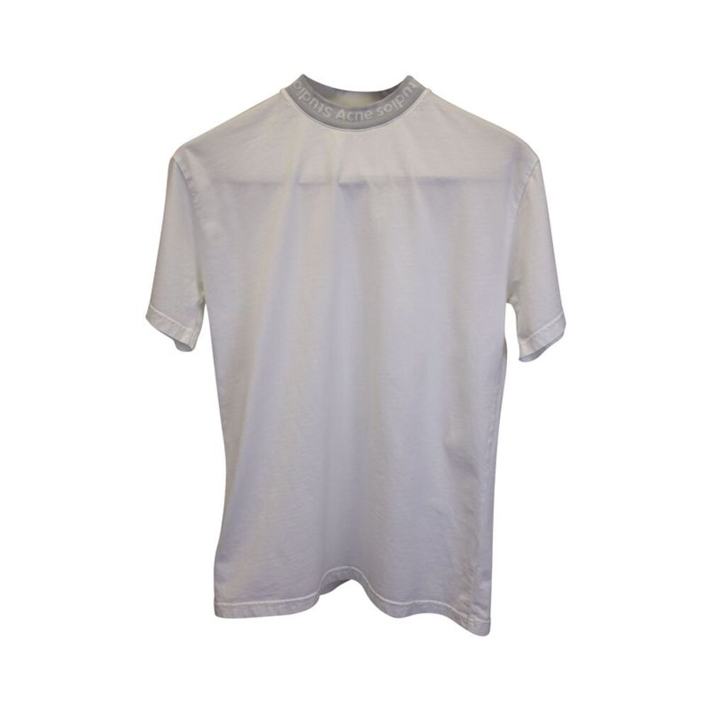 Acne Studios Logo Neck Tshirt in White Cotton